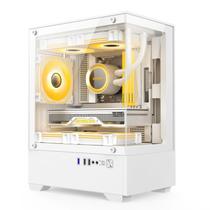 Gabinete Gamer Alligator Shop Aquario SCALE Branco White MID Tower Lateral e Frontal em Vidro Temperado ALSGB-SCL-WT