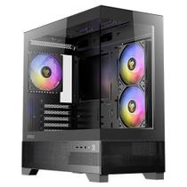 Gabinete gamer aquario antec cx500m rgb, preto, mid tower, com 3 fans rgb led fixo