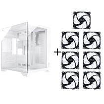 Gabinete Gamer Aquario Clarity Branco Vidro + 7 Fans LED