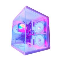 Gabinete Gamer Aquário Com 4 Fans Rgb Vidro Temperado - Branco