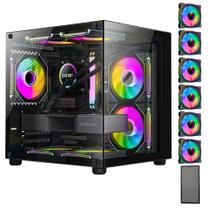 Gabinete Gamer Aquário Com 6 Fans Rgb Micro Atx Mini Itx - HAYOM