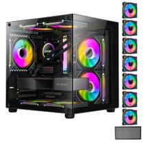 Gabinete Gamer Aquário Com 7 Fans Rgb Micro Mini Atx