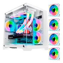 Gabinete Gamer Aquario, Hayom, GB1791, Vidro Temperado, 4x Fans RGB, USB 3.0, Micro-ATX, Mini-ITX - Branco