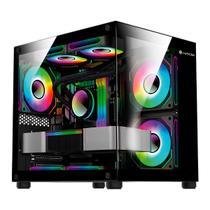 Gabinete Gamer Aquário Hayom GB1796 - Vidro Temperado - Incluso 4 Coolers 120mm - Micro ATX - Preto