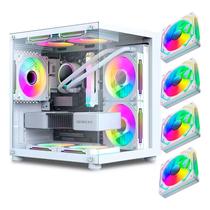 Gabinete Gamer Aquario Hayom, GB1797,4x Fans RGB, USB 3.0, Micro-ATX, Mini-ITX, Vidro Temperado - Branco