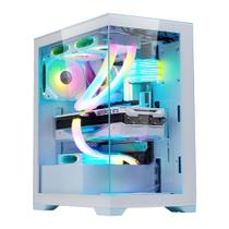 Gabinete Gamer Aquário K-Mex Micro Poseidon W1F9 - USB 3.2 - M-ATX - Branco - CGW1F9RH002CB0X