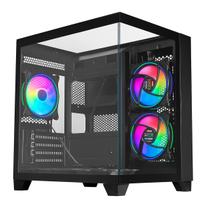 Gabinete Gamer Aquário K-Mex Visão 0725 - Vidro Temperado - Micro-ATX - Preto - CG0725TH001CB0X Gabinete Gamer Aquário K-Mex Visão 0725 - Vidro Temperado - Micro-ATX - Preto - CG0725TH001CB0X