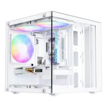 Gabinete gamer aquário life pro bg-066 c/ 5 cooler fans branco