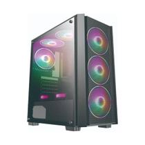 Gabinete gamer atx brazilpc preto c/ 4 cooler vidro lateral frente mash t02b
