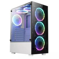 Gabinete Gamer ATX Rise Mode Glass 06x White 6 Fans ARGB e Controladora