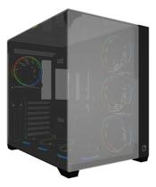 Gabinete gamer bg-059b vegas preto bluecase vidro panoramico espelhado