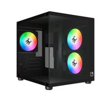 Gabinete gamer bg-064 pure pro, rainbow, mini-tower, vidro temp, 3 fans, black - bg-064pbbx