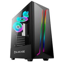 Gabinete Gamer Bluecase Bg-038 Fita Led Rgb Atx Vidro Temper