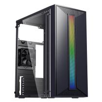 Gabinete Gamer Bluecase Mini Tower, Sem Fonte, RGB, Lateral Acrílico, 1x Fan, Preto - BG-042