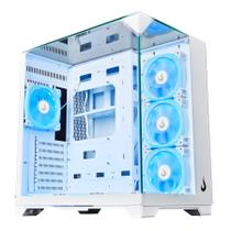 Gabinete Gamer Branco Full Glass ATX Rise Mode Galaxy Suporte GPU 400mm