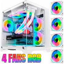 Gabinete Gamer Branco Gb1791 4 Fans Rgb Micro-Atx Em Vidro - Hayom