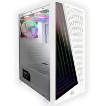 Gabinete Gamer BRX White Neon, ATX, Lateral em Vidro Temperado, LED RGB, 3 Fans, Branco - CA-032WH