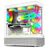 Gabinete Gamer C3Tech Aquarius MT-G850WH, Mid Tower, Lateral e Frontal Em Vidro Temperado, Sem Fonte - Branco