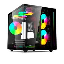 Gabinete Gamer C3Tech Gaming Aquarius MT-G810BK, Mini Tower, Micro ATX, Lateral em Vidro Temperado, Sem FANs, Preto - MT-G810BK Gabinete Gamer C3Tech Gaming Aquarius MT-G810BK, Mini Tower, Micro ATX, Lateral em Vidro Temperado, Sem FANs, Preto - MT-G810BK