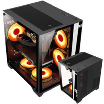 Gabinete Gamer Clanm Grodd Suporta Até 7 Ventoinhas 120mm Placa-Mãe ATX Mini-ITX e Cooler CPU 160mm Com Vidro Temperado