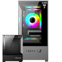 Gabinete Gamer Clanm Megalon Suporta Até 5 Ventoinhas 120mm + Placa Mãe ATX Mini-ITX e Cooler CPU 167mm Com Vidro Temperado