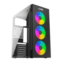 Gabinete Gamer Clanm Smog Mid Tower Preto Sem Fans Vidro Gabinete Gamer Clanm Smog Mid Tower Preto Sem Fans Vidro