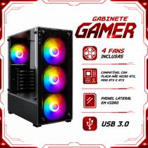 Gabinete Gamer com Vidro Lateral 4 Fans USB 3.0 ATX Micro ATX Mini ATX PC Computador AGP-A31150C