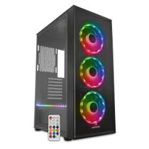 Gabinete Gamer Concórdia Glass X3602 RGB, Fita Led, Controle, Fans