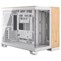Gabinete Gamer Corsair 2500X Mid Tower, M-ATX, Lateral em Vidro temperado, Sem FANs, Branco e Madeira - CC-9011288-WW