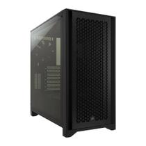 Gabinete Gamer Corsair iCUE 4000D AirFlow, Mid Tower, Vidro Temperado, Sem Fonte, Com 3 Fans RGB, Preto