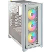 Gabinete Gamer Corsair iCUE 4000X, RGB, Mid-Tower, ATX, Lateral e Frontal em Vidro Temperado, Com FAN, Branco - CC-9011205-WW