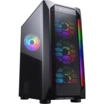 Gabinete Gamer Cougar, MX410 Mesh-G RGB, Mid-Tower, Vidro Temperado, Black, Sem Fonte, Com 4 Fans