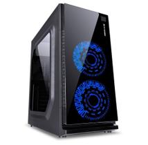 Gabinete Gamer CRATER Vinik Preto Lateral Acrílico Transparente 2 Fan LED Azul 29833