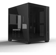 Gabinete gamer cubo forcefield black vulcan - frontal e lateral em vidro - pcyes - gffbvp