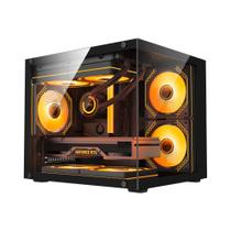 Gabinete gamer duex aquario, mid-tower, lateral e frontal de vidro, preto, 3x fans argb - dxga325bk