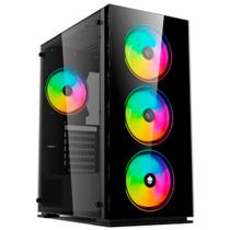 Gabinete Gamer Evolut Han, Lateral em Vidro Temperado, 3x Fans RGB, USB 3.0, ATX - EG-817