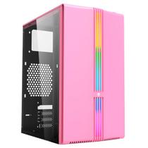 Gabinete Gamer Evolut Lotus, Lateral em Vidro Temperado, Fita LED RGB Rainbow, M-ATX, Rosa - EG-816