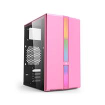 Gabinete Gamer Evolut Lotus Mid Tower LED M-ATX Lateral Vidro Temperado Com Fita LED Rainbow Rosa EG816