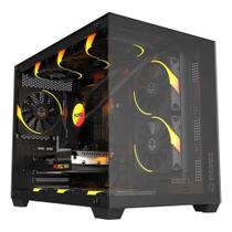 Gabinete Gamer Forcefield V2 Black Vulcan GFFV2BV Mid-tower Mini ITX Micro ATX Vidro Temperado Preto