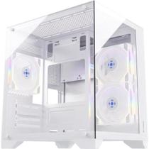 Gabinete Gamer Fortrek Clarity Branco Lateral Vidro F002