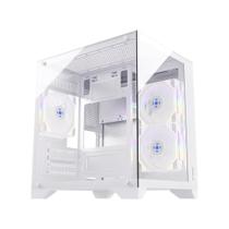 Gabinete Gamer Fortrek Clarity Branco Lateral Vidro