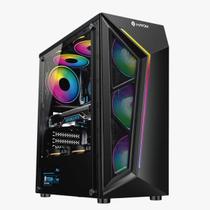 Gabinete Gamer GB1713 com 4 Fans RGB Inclusas, Lateral de Vidro e Fita Led - HAYOM