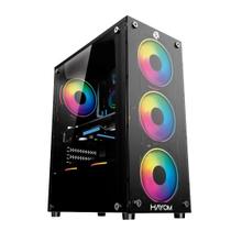 Gabinete Gamer Gb1749 Hayom C/4 Fans Lateral Vidro Mid Tower