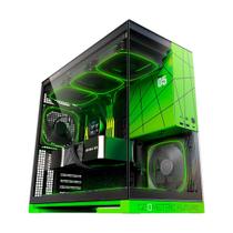 Gabinete Gamer Geometric Future Model 5 Preto e Verde Nvidia Style Edição Limitada 5 Fans