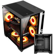 Gabinete Gamer Grodd Clanm Ótima Ventilação Suporta Até 7 Fans de Cooler de CPU 160mm e Placa-Mãe ATX Mini-ITX Com Vidro Temperado