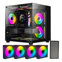 Gabinete Gamer Hayom Aquário Com 4 Cooler Fan Led Rgb Preto Gabinete Gamer Hayom Aquário Com 4 Cooler Fan Led Rgb Preto