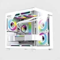 Gabinete Gamer Hayom Aquário GB1797 Branco 4 Fans Rgb S/ Fte