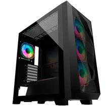 Gabinete Gamer Hayom GB1770, Lateral em Vidro Temperado, 4x Fans RGB, USB 3.0, EATX, Preto