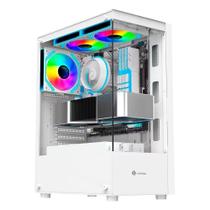 Gabinete Gamer Hayom GB1793, Mid Tower, ATX, Lateral e frontal em Vidro Temperado, com Cooler Fan, Branco - GB1793 Gabinete Gamer Hayom GB1793, Mid Tower, ATX, Lateral e frontal em Vidro Temperado, com Cooler Fan, Branco - GB1793