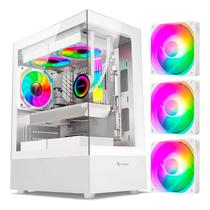 Gabinete Gamer Hayom, GB1793, Vidro Temperado, 3x Fans RGB, USB 3.0, Micro-ATX, Mini-ITX - Branco